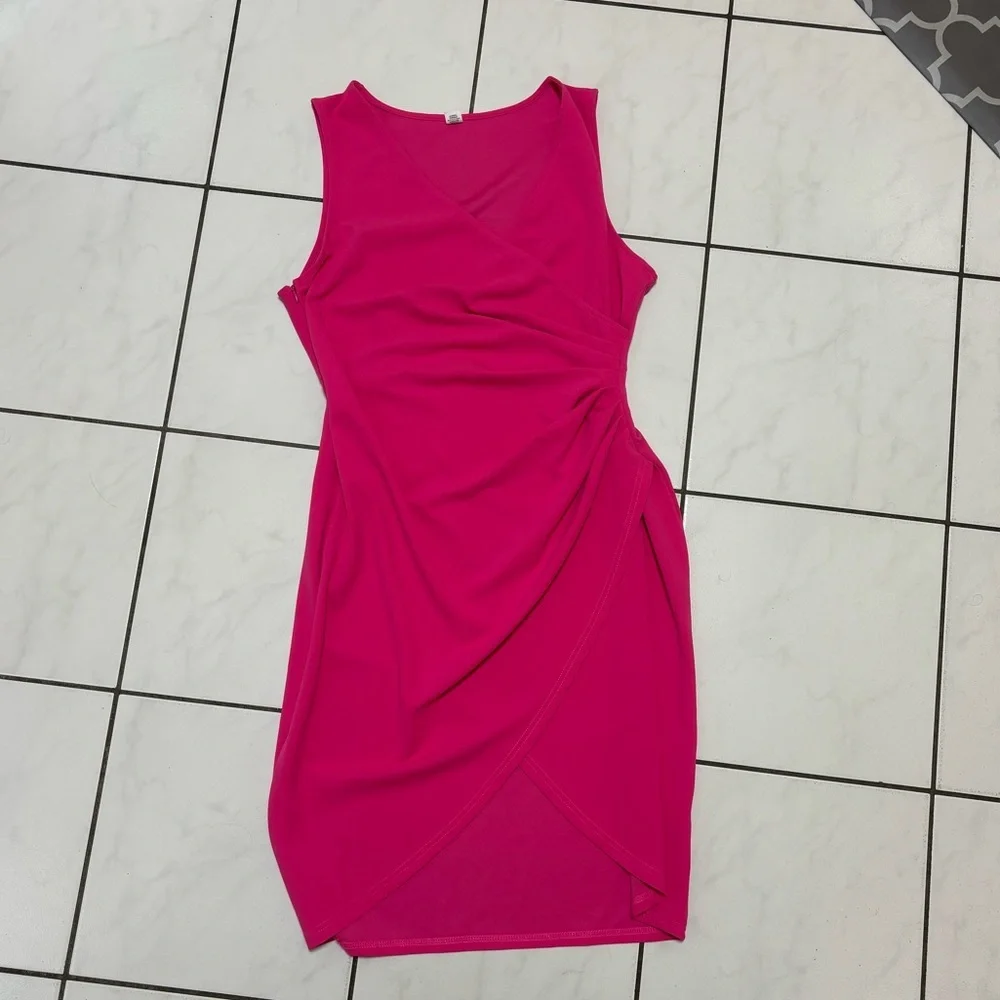 Hot Pink Body Con Dress Size L (10-12)